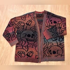 Torrid Skull and Roses Open Front Sweater